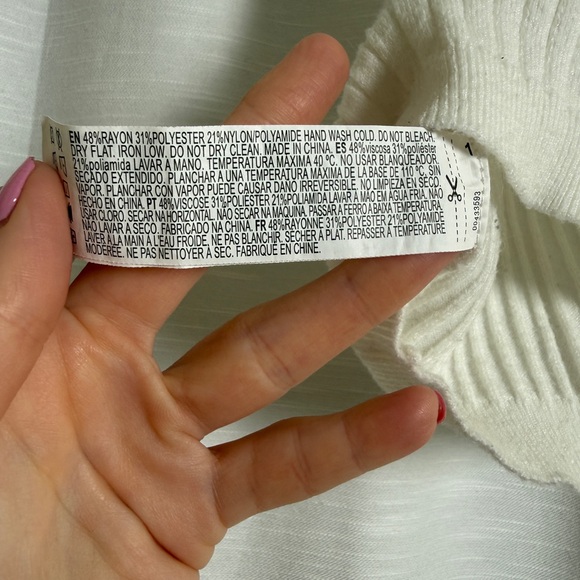 Forever 21 Cream Ribbed Knit Crop Spaghetti Strap Bralette Crop Top | Size M - Picture 10 of 10